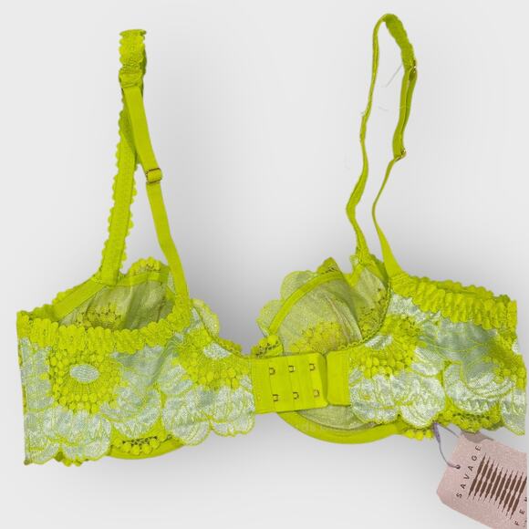 SavagexFenty Perfect Poppies Unlined Lace Demi Bra | 38D | Green Festival Top - Picture 4 of 6